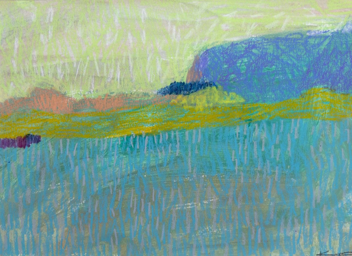 Expressive Landscape Pastel Drawing By Kimberley Day, 8 X 6", Purbeck Study No.3, Original Artwork