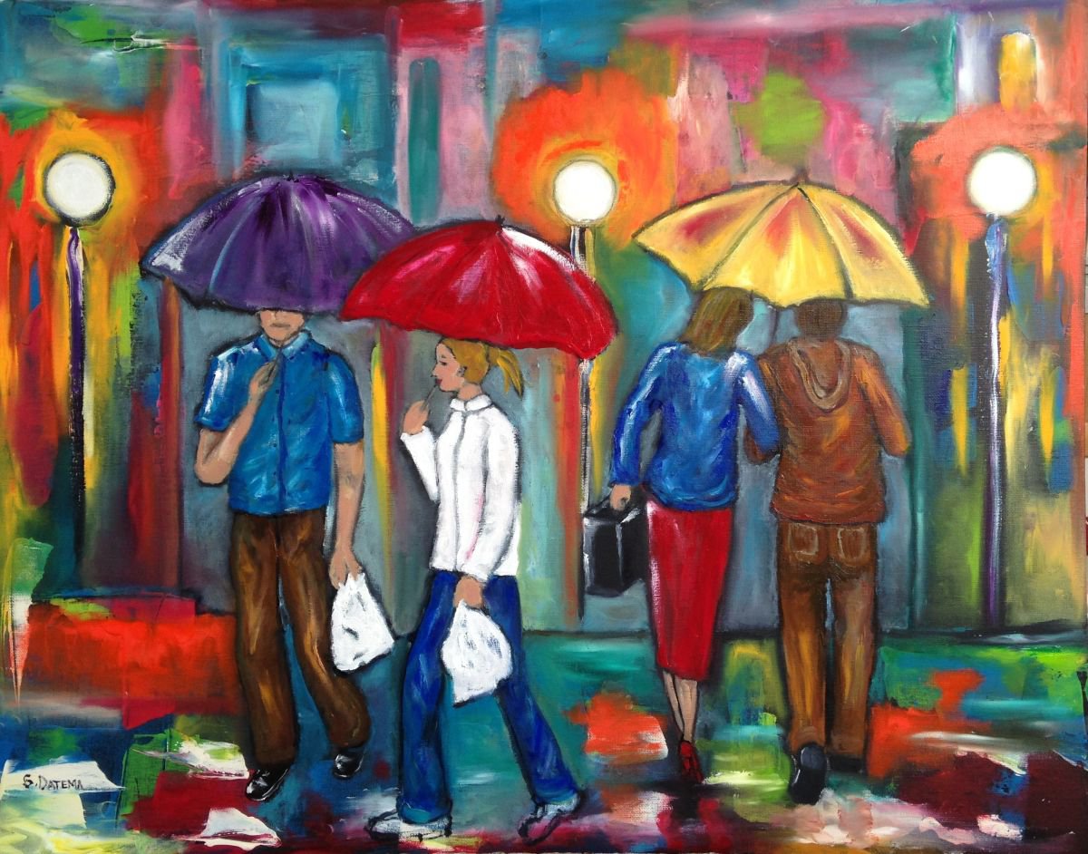 Singing In The Rain By Suzette Datema, 30 X 24, Artwork For Sale On Artfinder