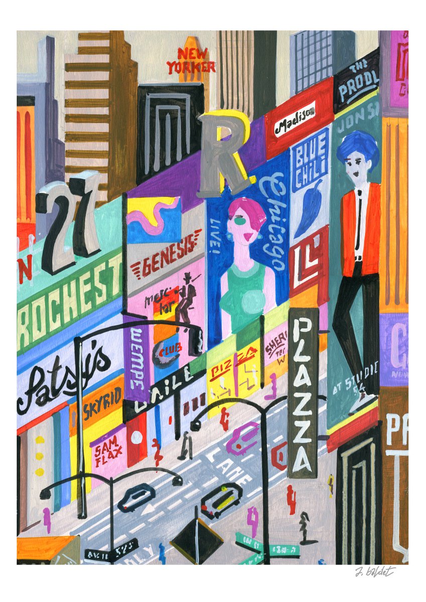 Urban And Pop Acrylic Painting , Newyork_Streetviews-Serie3-62 By Andre Baldet, 13 X 18, Artwork For Sale On Artfinder