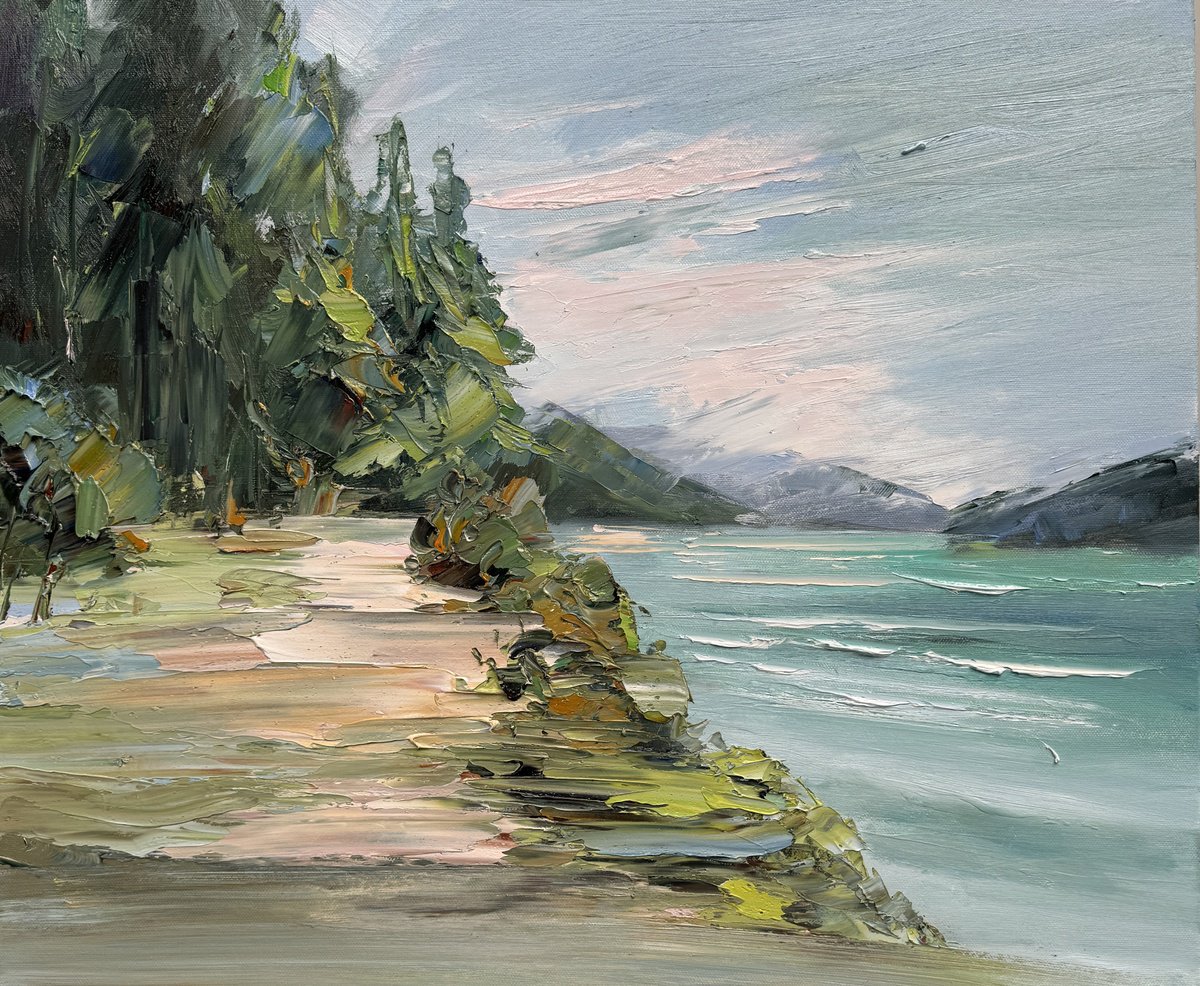 Impressionistic Landscape Oil Painting By Liliana Gigovic, 24 X 20", Queenstown Gardens No 5, Original Artwork