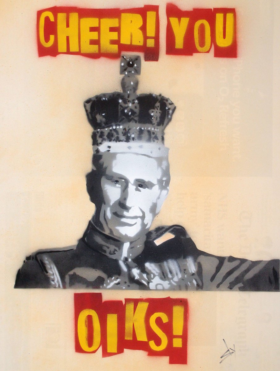 Urban And Pop Painting , Coronation 2023 (On An Urbox). By Juan Sly, 23 X 30, Artwork For Sale On Artfinder