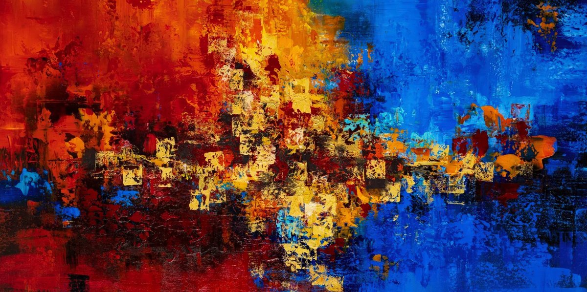 Abstract Acrylic Painting By Art By Catalin, 59 X 30, Mirage 2, Original Artwork