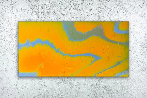 "Staring At The Sun" - FREE USA SHIPPING - Original Abstract PMS Fluid Acrylic Painting - 36 x 18 inches