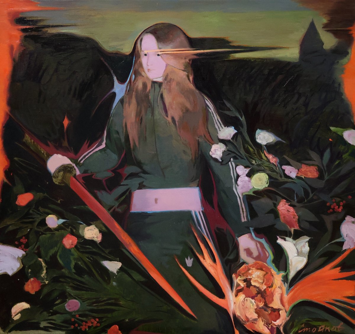 Expressive Portrait Oil Painting By Stefan Stoikov, 39 X 37", Judith, Original Artwork