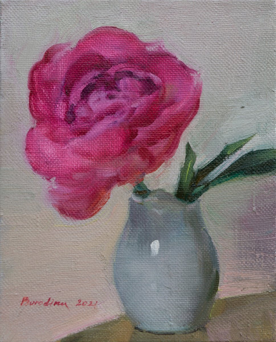 Impressionistic Botanical Oil Painting By Anastasia Borodina, 8 X 10, Peony - Pion - Original Floral Painting, Original Artwork