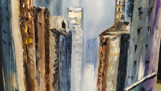 Paris and New  York, original cities oil painting, Comission for Paul