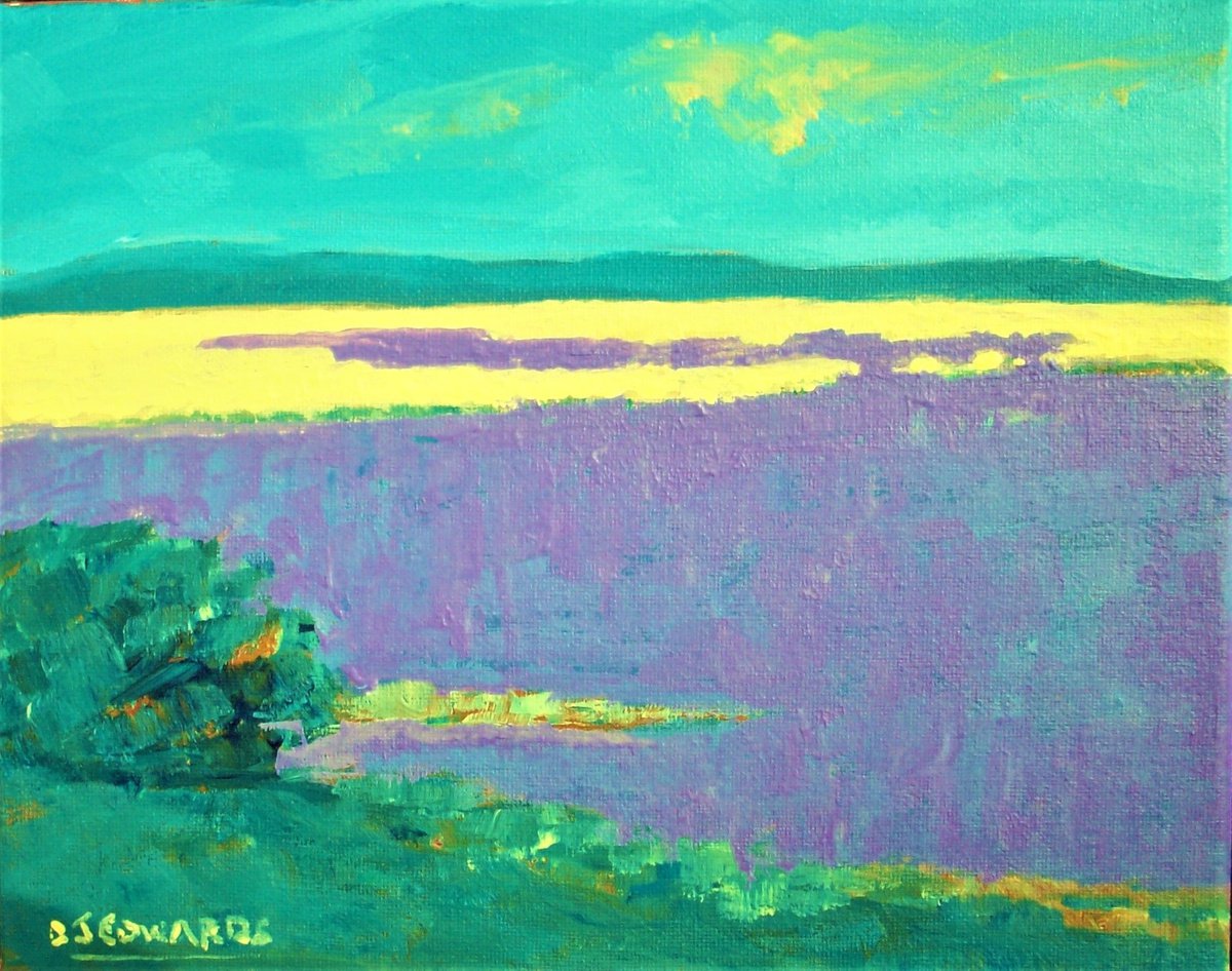 Impressionistic Landscape Acrylic Painting By David J Edwards, 10 X 8, Provence Lavender Impression, Original Artwork