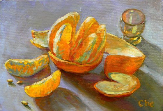 Orange (from the series "Citrus fruits on a blue background")
