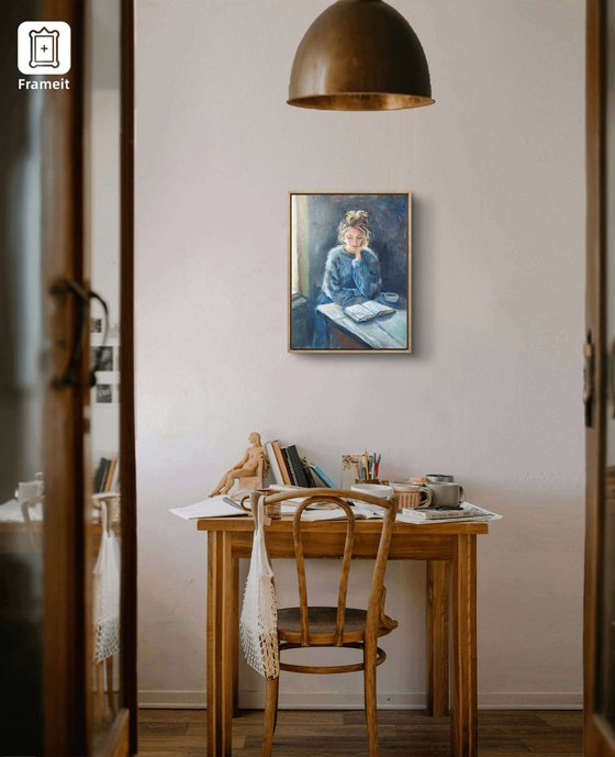 Reading girl art