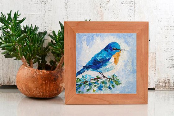 Blue Bird Painting Bird Artwork Miniature Wall Art