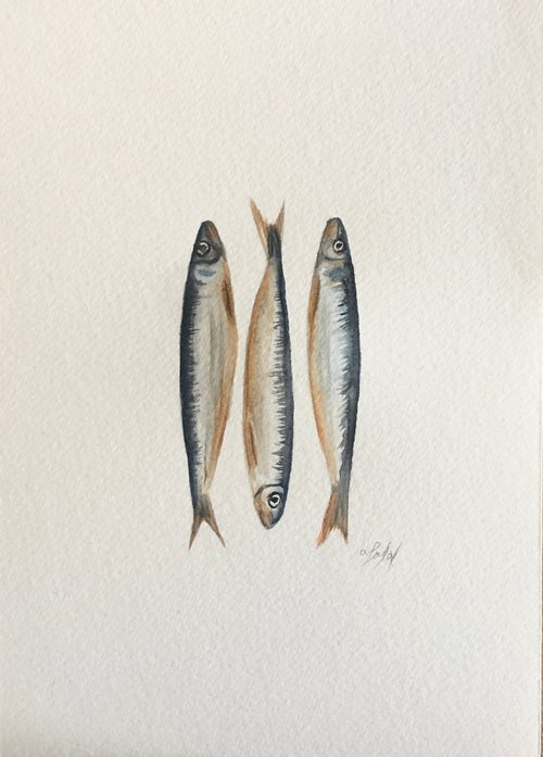 Three sardines by Amelia Taylor