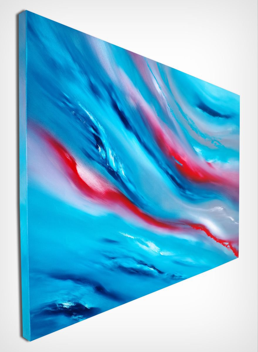 Blue sky III, the series, 100x70 cm, Deep edge, LARGE XL, Original abstract painting, oil... by Davide De Palma