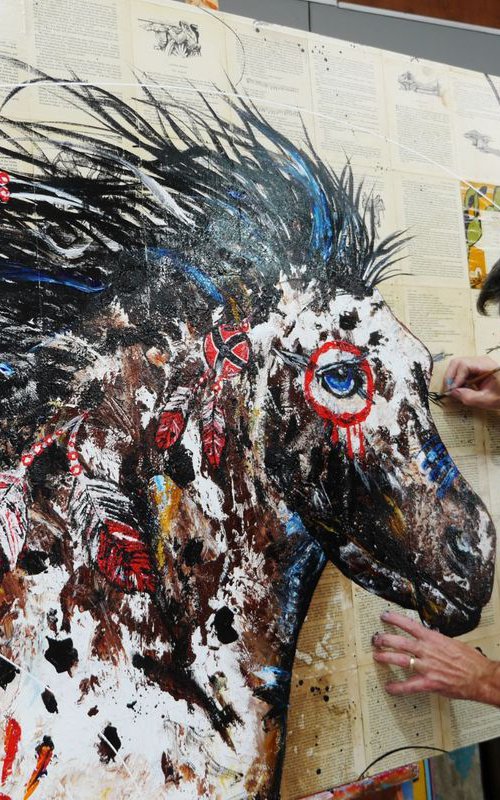Ahiga Warhorse Huge 150cm x 120cm Urban Pop Appaloosa Horse painting by Franko
