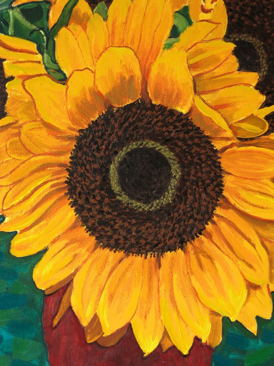 Sunflowers against Green