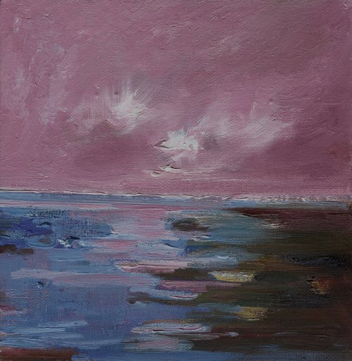 Pink sunset above the Adriatic Sea - summer memories by Anna Miklashevich