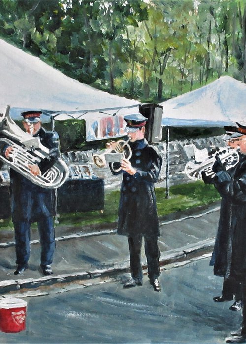 Salvation Army Band at the Market in Nether Edge, Sheffield by Max Aitken