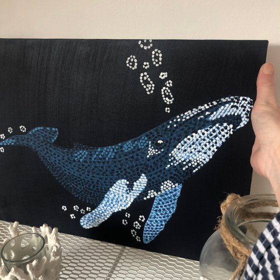 Humpback Whale - pointillism painting