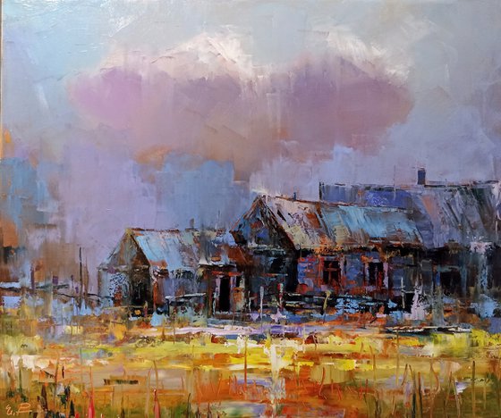Old huts (60x50cm, oil painting, ready to hang)