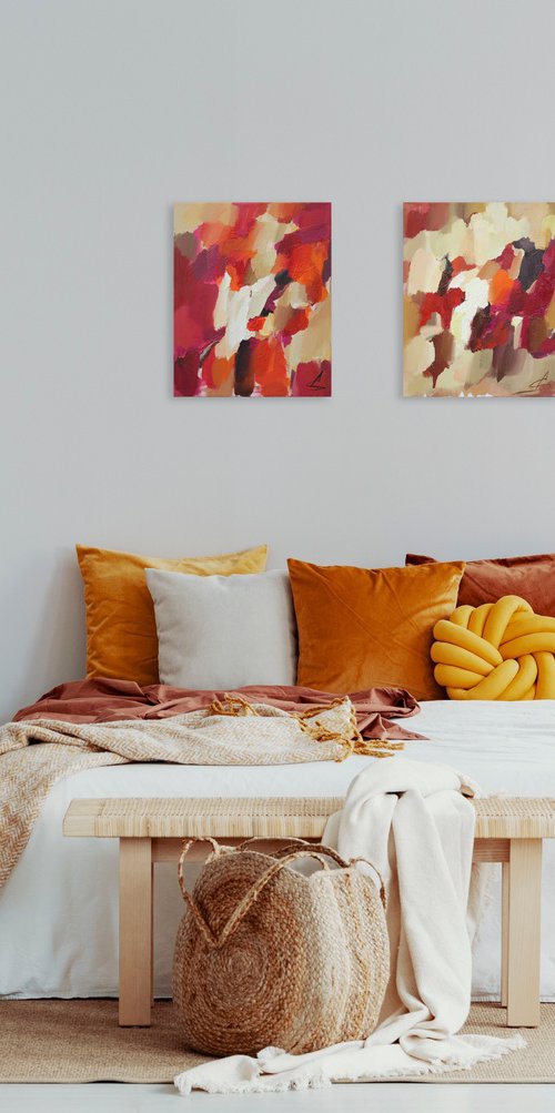 MOMENT 2 / Red abstract oil painting by Ana Saut