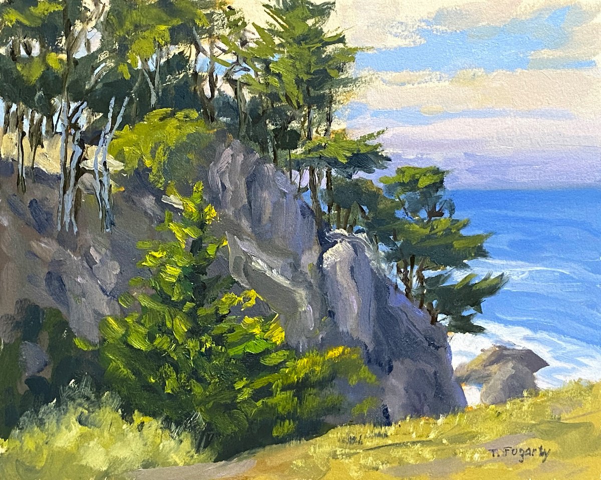 Impressionistic Landscape Oil Painting By Tatyana Fogarty, 10 X 8", Cypress Grove Slopes, Original Artwork