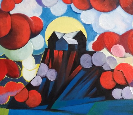 Unique day-1 (40x50cm, cubism, oil painting, ready to hang)