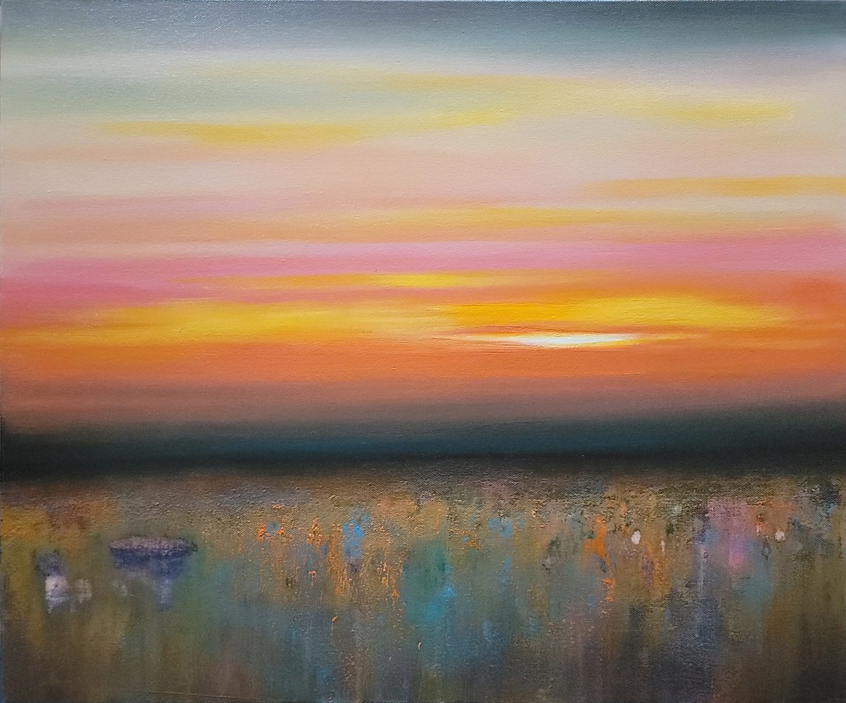 Impressionistic Landscape Painting By Faith Patterson, 24 X 20, Quiet Field, Original Artwork