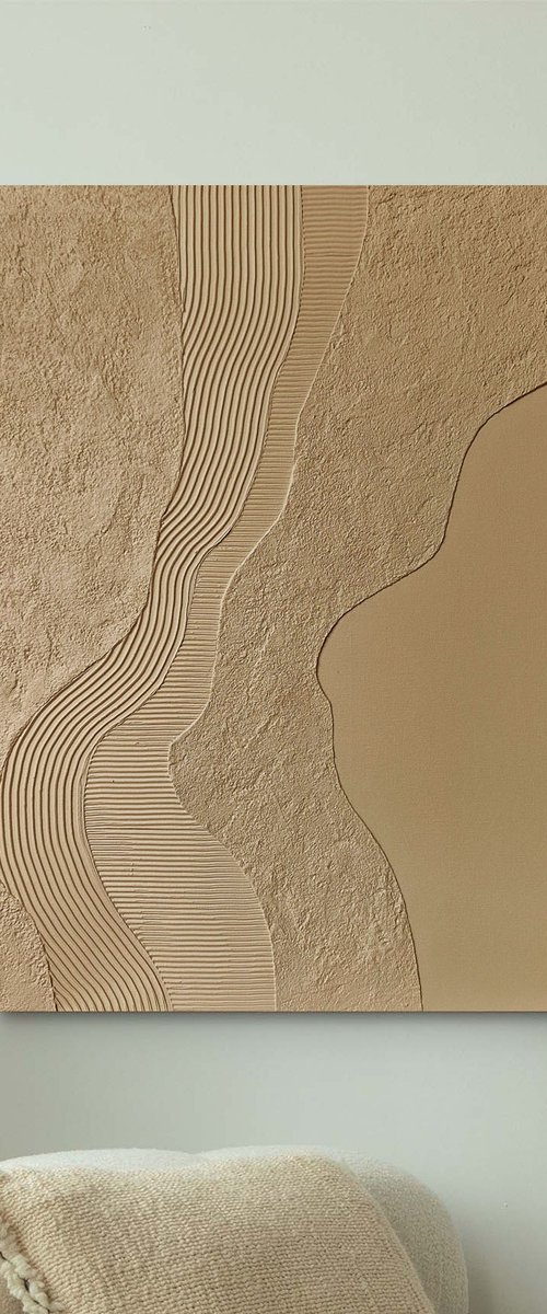 "Nile" Beige abstract high textured art by Marine Boiko
