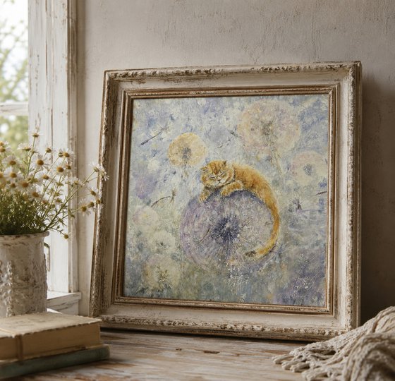 Sleeping Cat on a Dandelion