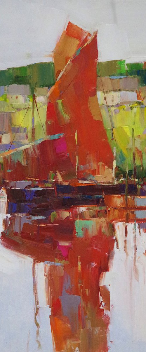 Sail Boats, Original oil painting, Handmade artwork, One of a kind by Vahe Yeremyan
