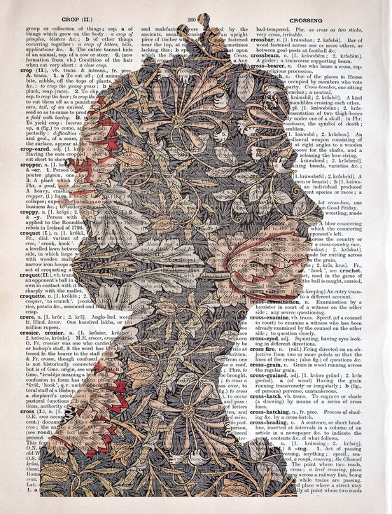 Queen Elizabeth II - Flowers Pattern 1 - Collage Art on Large Real English Dictionary Vintage Book Page