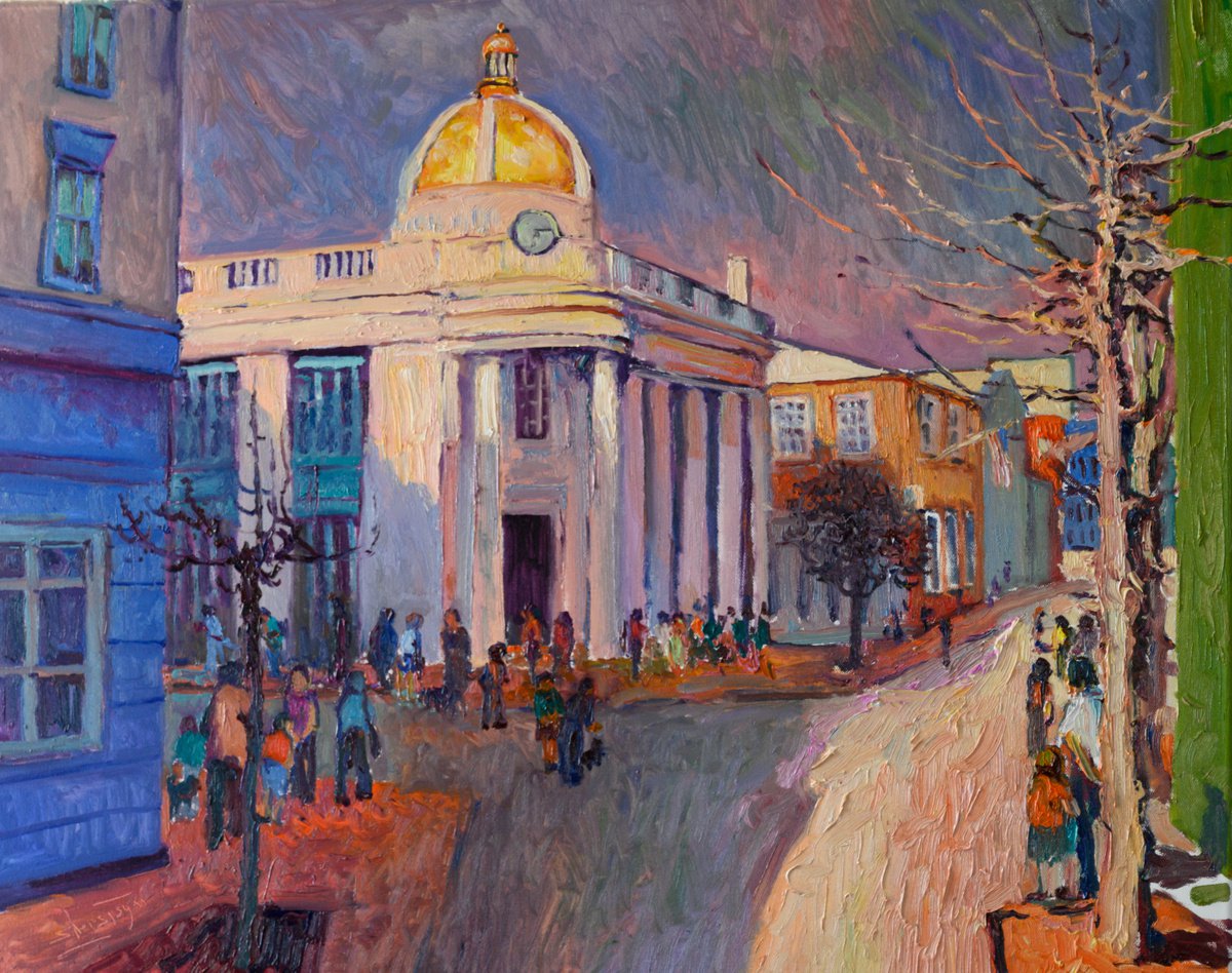 Impressionistic Cityscapes Oil Painting By Suren Nersisyan, 30 X 24", Georgetown, Landscape, Original Artwork