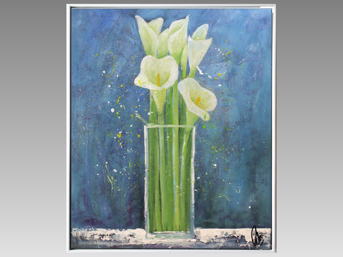 White Callas - abstract acrylic painting nature tree painting canvas wall art by Edelgard Schroer