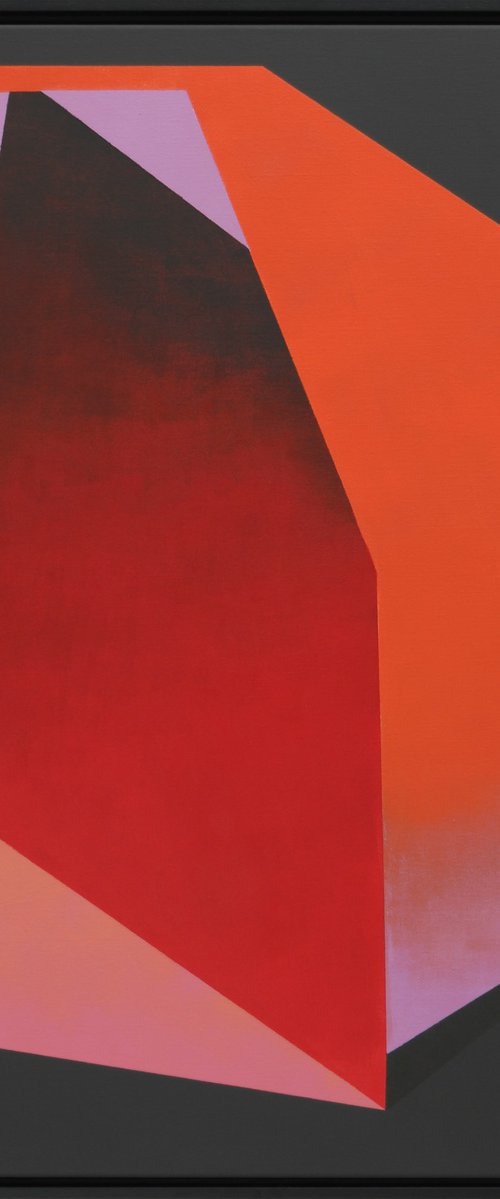 Abstract Painting - Diamond Red Orange Marble - Incl. frame - 95x95cm - Ronald Hunter - 29S by Ronald Hunter