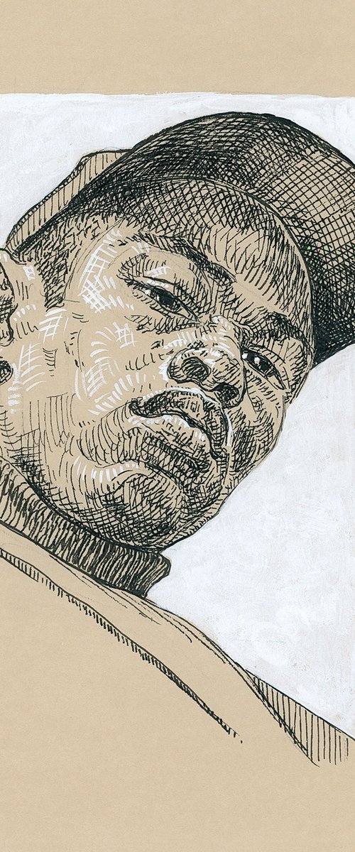 Black man portrait. Cross hatch drawing by Katarzyna Gagol