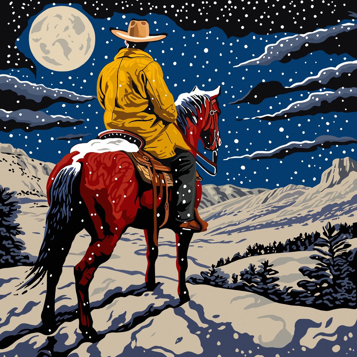 Illustrative Portrait Acrylic Painting By Kosta Morr, 31 X 31", Western, Original Artwork