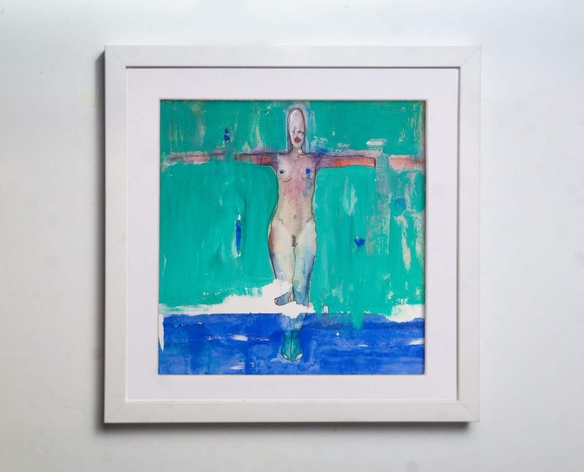 Expressive Portrait Painting By Bohdan Katolyk, 16 X 16, Metamorphosis, Original Artwork