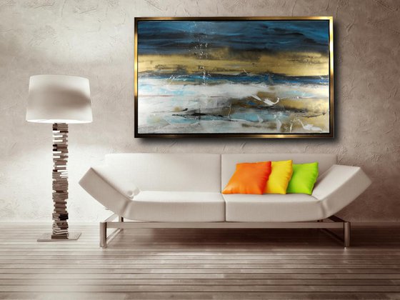 large abstract painting-150x80-cm-framed-title-c488