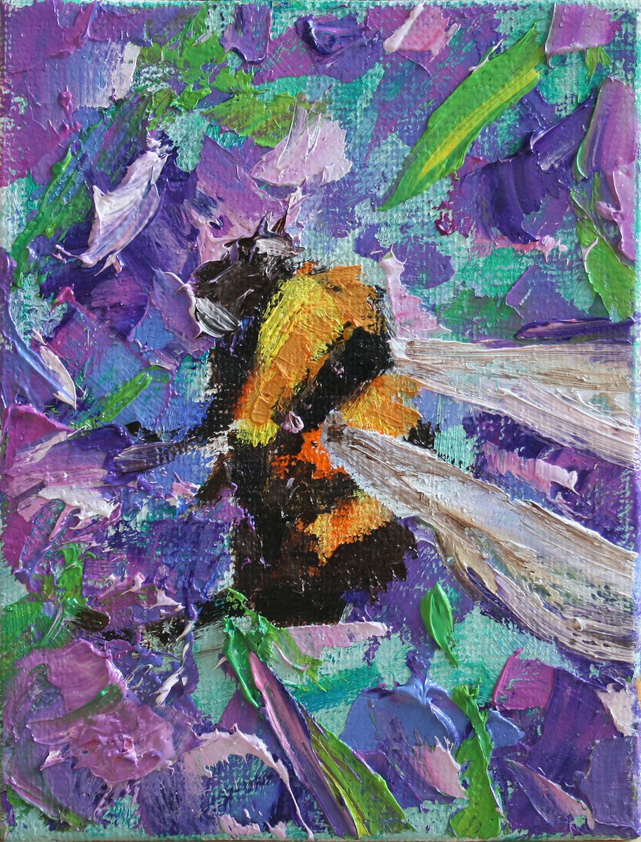 Bumblebee 06 / From my series Mini Picture / ORIGINAL PAINTING by Salana Art Gallery