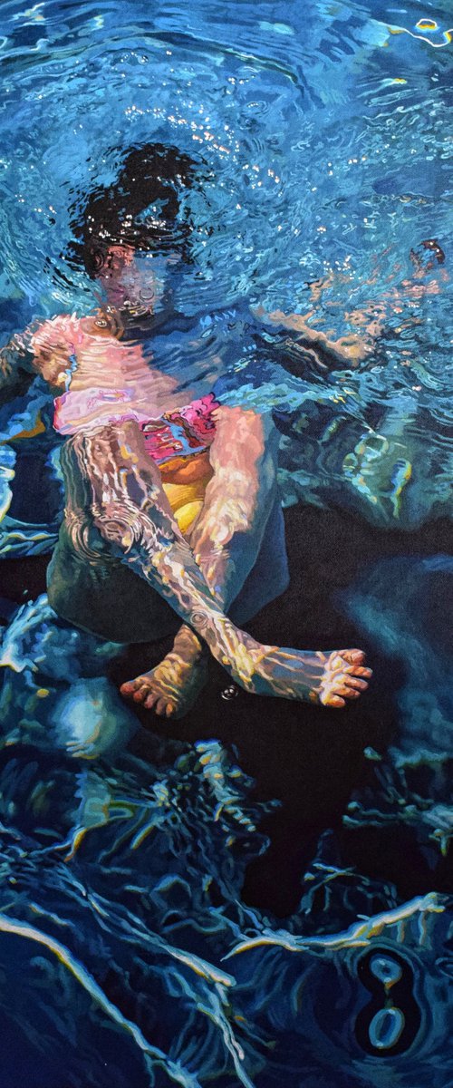 Solace VI - Large Swimming Painting by Abi Whitlock