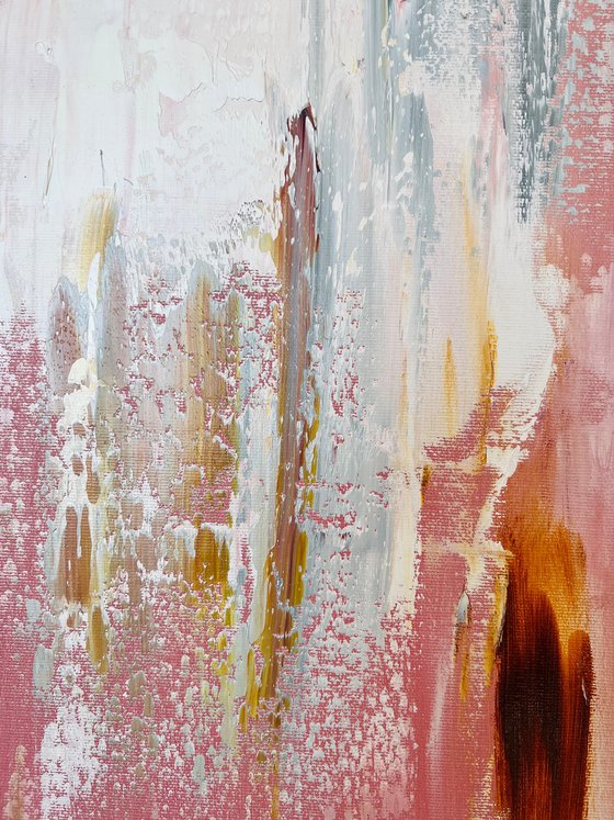 Pink White Gold. Gray Textured Abstract Art. REVITALIZING RAPTURE