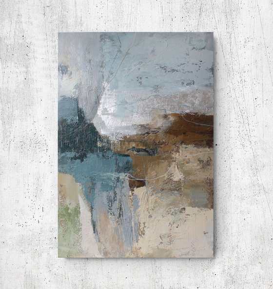 "Fall 2" Blue brown abstract acrylic art