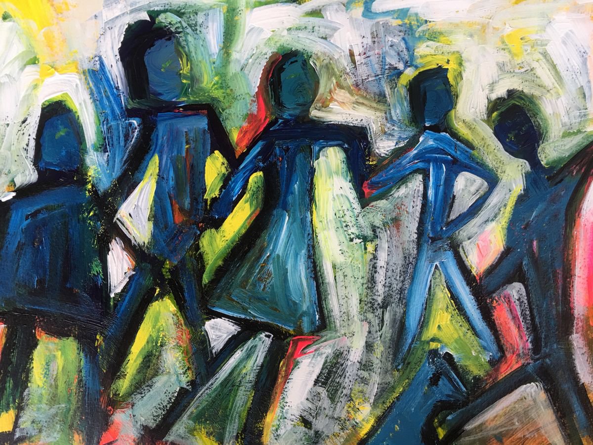 Figurative Abstract People - Together we are strong - Modern Art by Sharyn Bursic