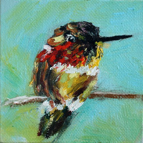 Bird #2  /  From my a series of mini works BIRDS /  ORIGINAL PAINTING by Salana Art Gallery
