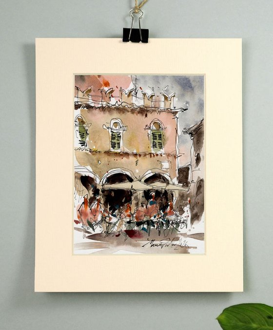 Ascoli Piceno Watercolor Art