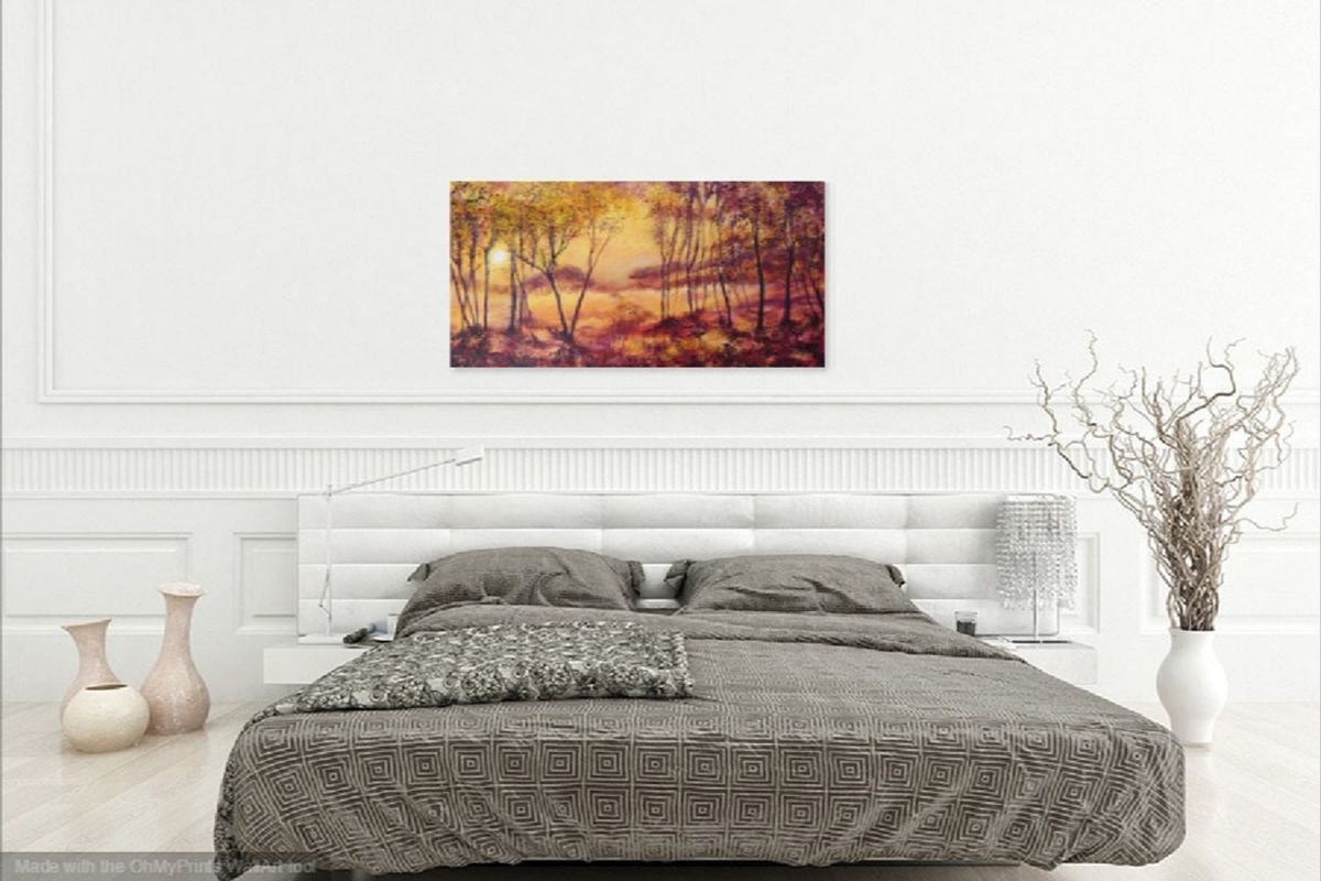 Abstract Trees - Autumn Sunrise through Trees I by Michele Wallington