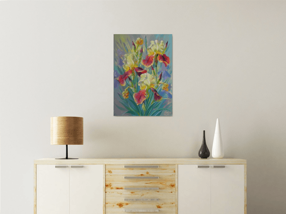 "Irises" Original painting Oil on canvas Home decor