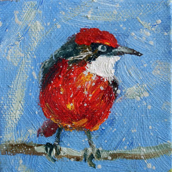 Bird #3  /  From my a series of mini works BIRDS /  ORIGINAL PAINTING
