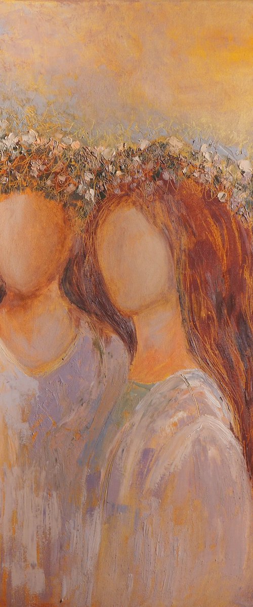 Strength, Faith, Courage, and Devotion - Large Figurative Women Portrait Original Oil Painting on Canvas by Dasha Pogodina