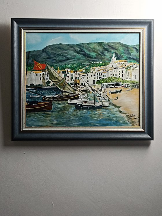 White village and boats