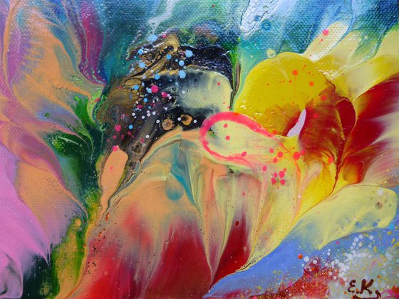 Colorful Flowers Abstract Small painting